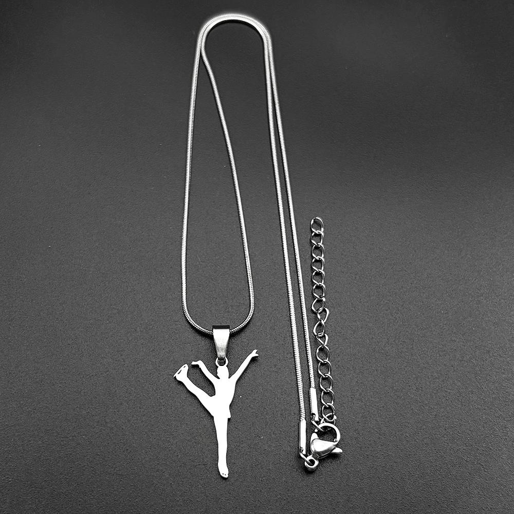 Elegant Figure Skating Chain For Women Men Stainless Steel Gold Color Rhythmic Gymnastics Dance Art Necklace Jewelry Accessory