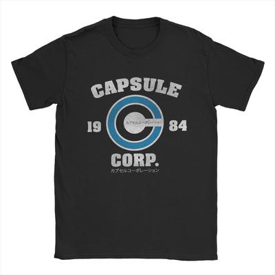 Camiseta Masculina Capsule Corp Novelty 100% Algodão Camisetas Manga Curta Anime DBZing Camiseta Gola Redonda Roupas Estampadas