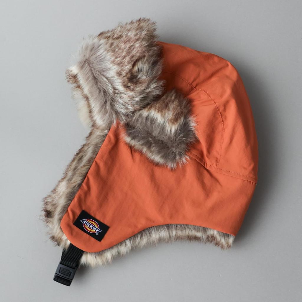 Dickies Nylon Flight Cap, Pilot Cap, Earmuffs, Knit Cap, Aviator Earmuffs (JP, Alphabet, Free Size, Brick)