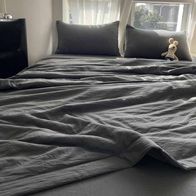 Men's Premium Gray Air-Conditioning Quilt Washable Cotton Summer Cool Quilt Machine Washable Single Double Thin Blanket for Summer