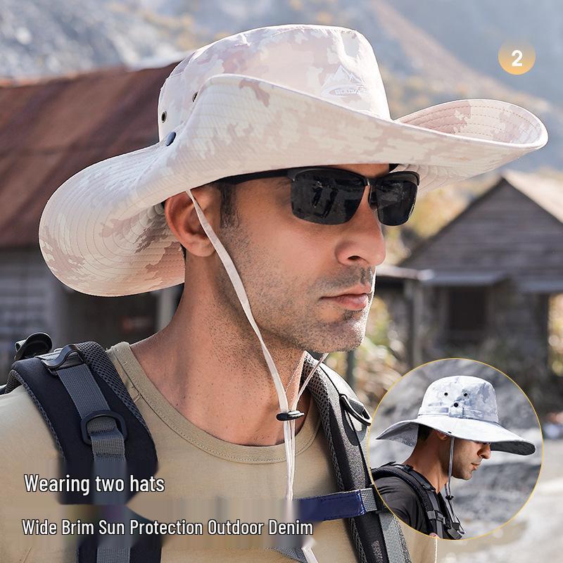 Men's UV Protection Wide Brim Waterproof Sun Hat for Fishing, Hiking, and Outdoor Activities