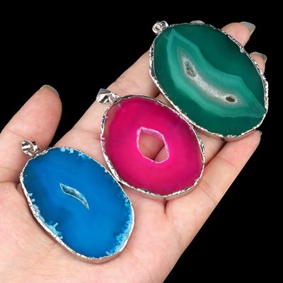 1Pc Reiki Healing Natural Stone Agate Pendant, Unique Irregular Agate Charms for DIY Women Men Necklace Accessories, Halloween Christmas Crafts