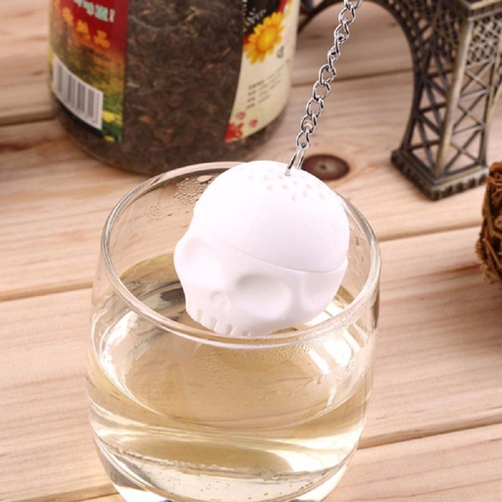 Human Skull Shape Tea Strainer Silicone Interesting Tea Infuser Filter Teapot For Tea Coffee Drinkware MarinoBIRD