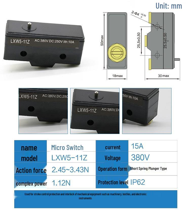 

Micro Limit Switch LXW5 Series: Models 11G1, 11N1, 11D1, 11G2, 11Q1, 11M