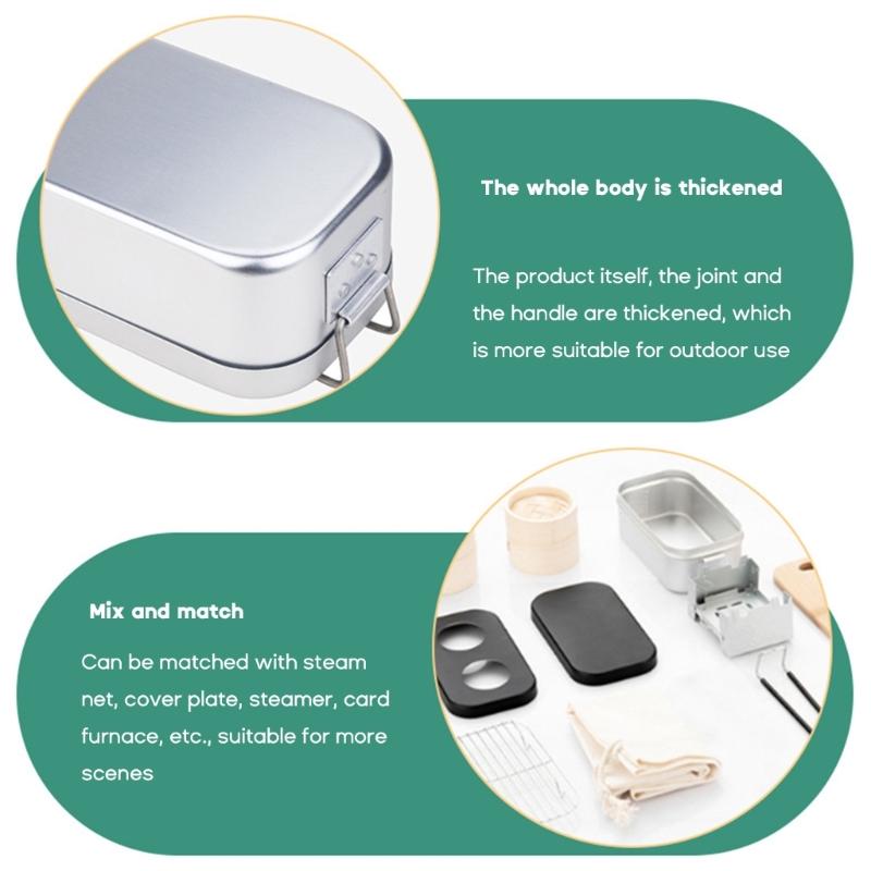 Aluminium-Mittagessenbehälter mit Griffen, isolierte Lunchbox für den Außenbereich, tragbare Camping-Bento-Box für Kinder und Erwachsene