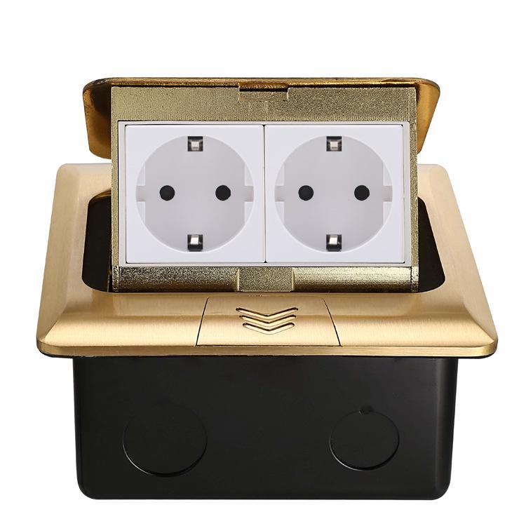 Gold Copper 145 Euro & Australian Standard Double Pop-up Floor Socket