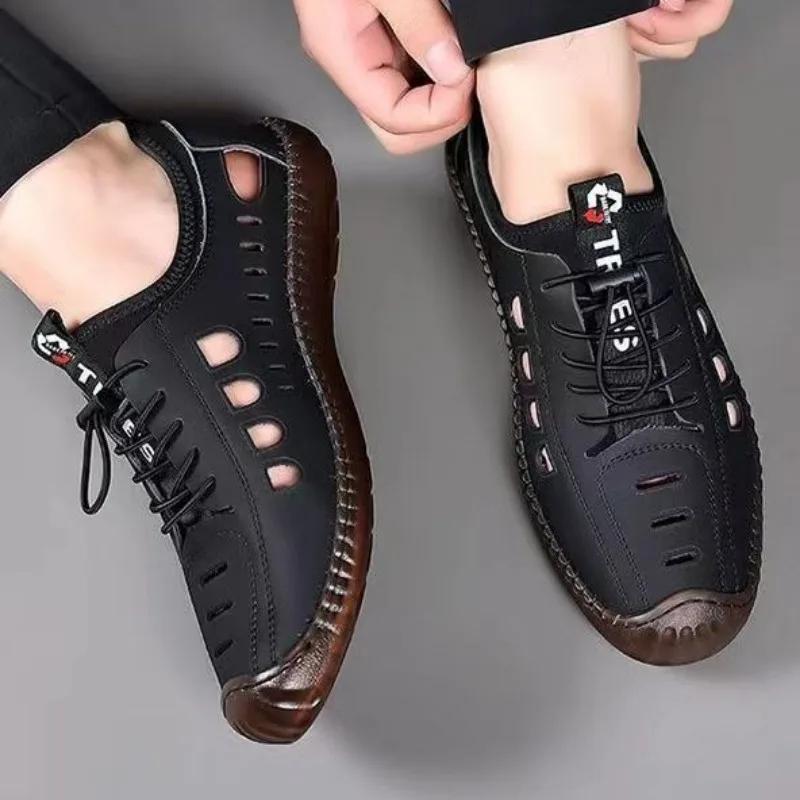 Men's Leather Shoes Moccasin Male Casual Shoe Soft Non Slip and Waterproof Luxury Sale Adults Designer Pu In Promotion Size 45