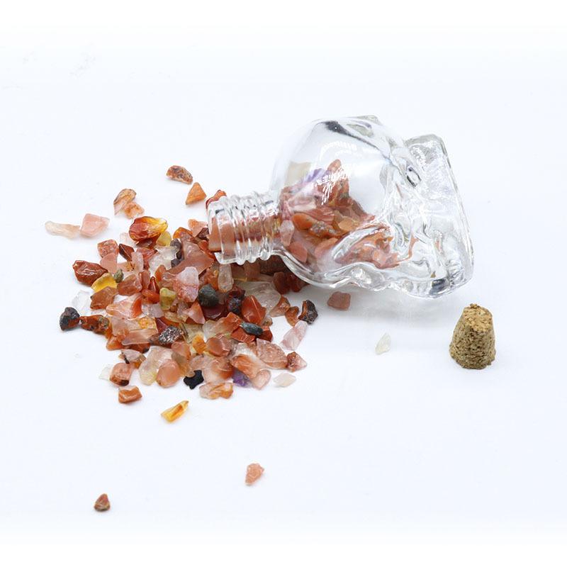 Crystals Healing MINI Crushed Stones Skull Spell Jars Crystal Chakra Stones Cute Glass BottleHealing Crystals Mini Skull Bottles
