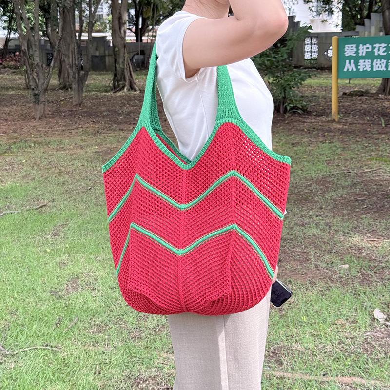 Casual large-capacity knitted bag women's new popular versatile shoulder bag fashion tote woven bag