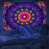Blacklight Trippy Mandala Tapestry, Boho Black Light Posters for Adults UV Reactive Room Decor for Bedroom Wall