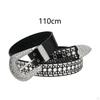 Rhinestone Waist Belt for Women Western Cowgirl Thin Metal Tooth Buckle PU Leather