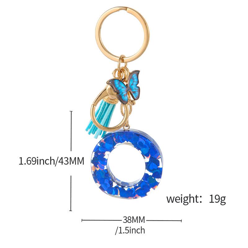 Harts Blått Hjärta Fjäril Bokstav Nyckelring Klassisk Retro Väskhänge Praktisk Hållbar Ryggsäcksaccessoar Söt Gåva Till Flickvän Bästa Vän