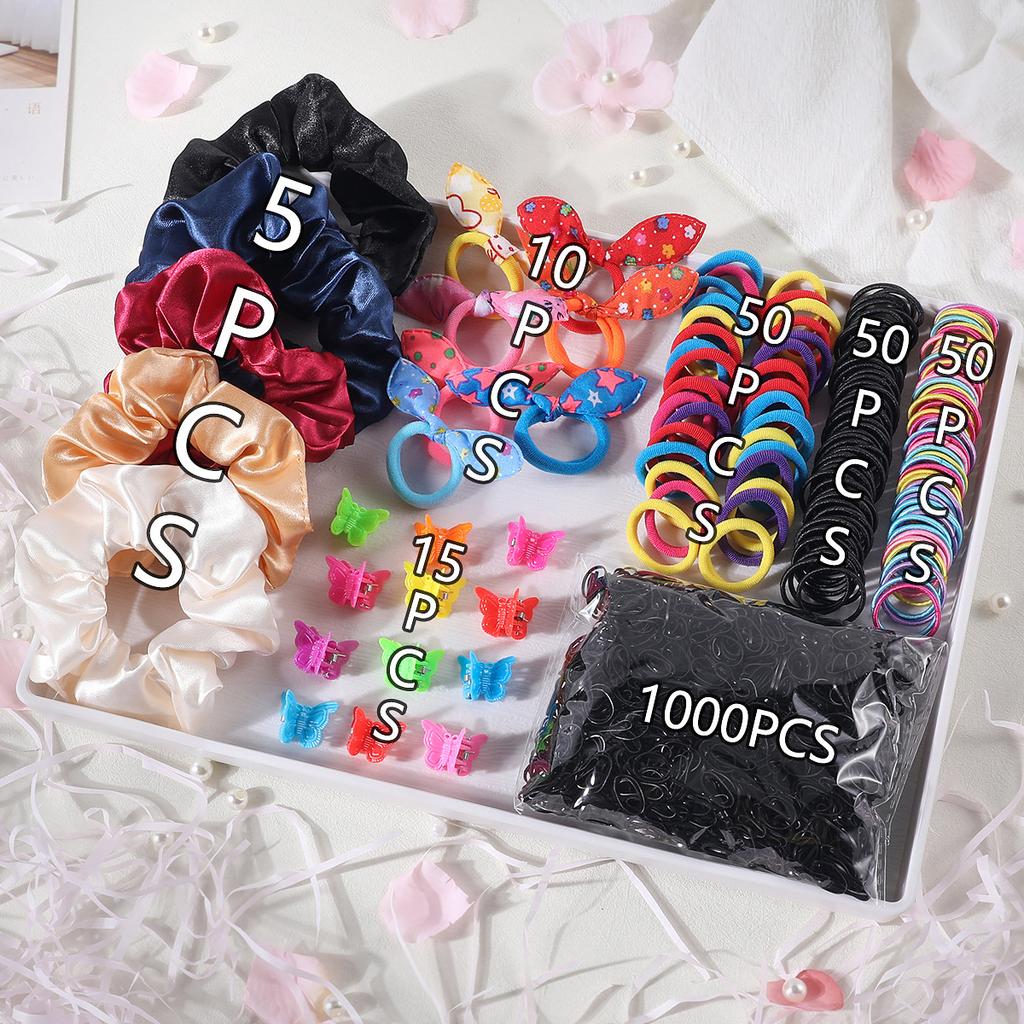 1180PCS Children's Hair Accessories Hair Clip Combination Set Spring Color System Simple Large Intestine Circle Baby Hair Circle