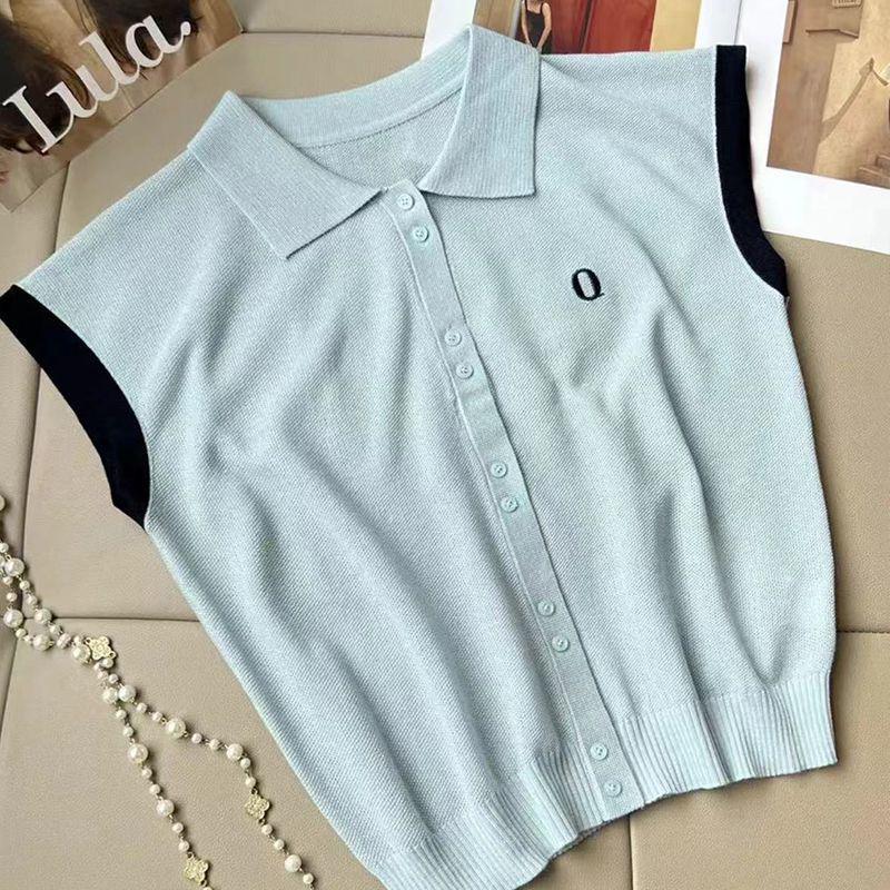 

Korean Style Knitted Polo and Wide Leg Pants Set - Women s Casual Summer Outfit M 96-105 lbs