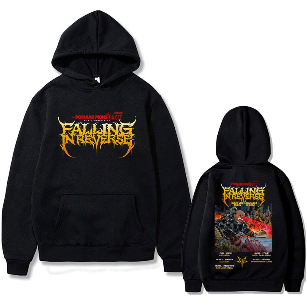 Falling in Reverse Popular Mons Tour II Hoodie Men Women Rock Metal Oversized Streetwear Male Casual Sweatshirts