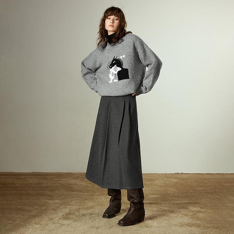 Chuyu Women's Jacquard Knit Wool Blend Sweater