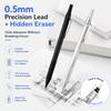 0.5/0.7mm Black/Silver Mechanical Pencil with Leads and Eraser,Automatic Pencil Sketch Painting Office Writing Stationery Supply
