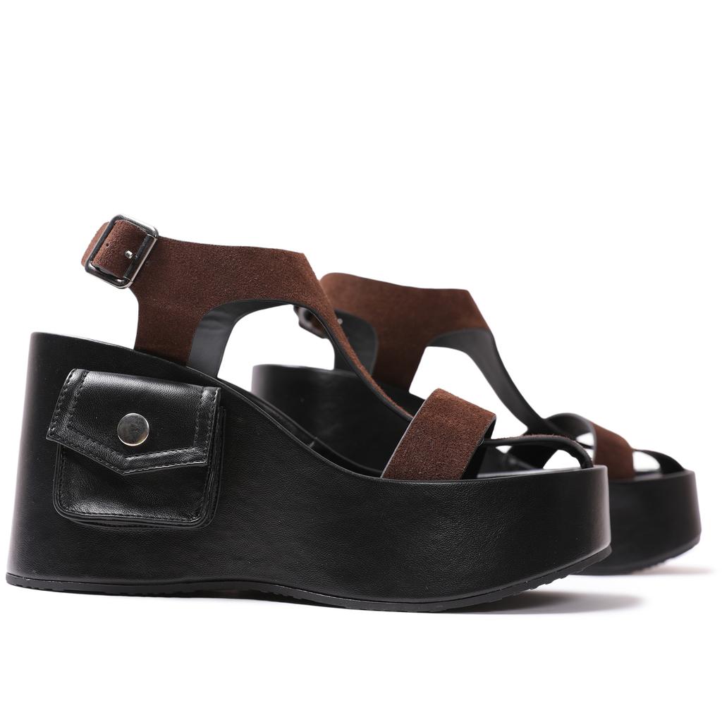 Fashion Womens Platform Sandals Black Wedges High Heels Open Toe Punk Gothic Sandals Summer Comfortable Thick Bottom Casual Women Shoes