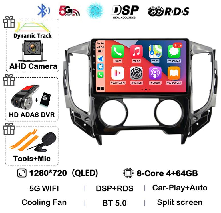 Android 14 Carplay Auto WIFI+4G Car Radio For Mitsubishi Pajero Sport 3 L200 2015-2019 Multimedia Video Player BT GPS Navigation