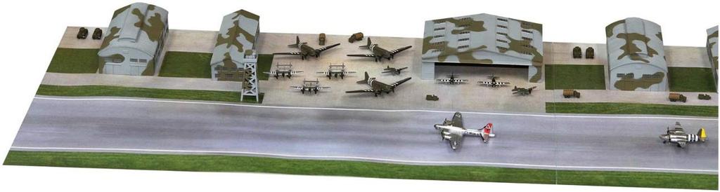 Pit Road SPS Series World War II US Army Air Corps Base Airfield Scene Paper Base x 280mm 2 Plastic Model SPS01 1/700 (180mm pieces)