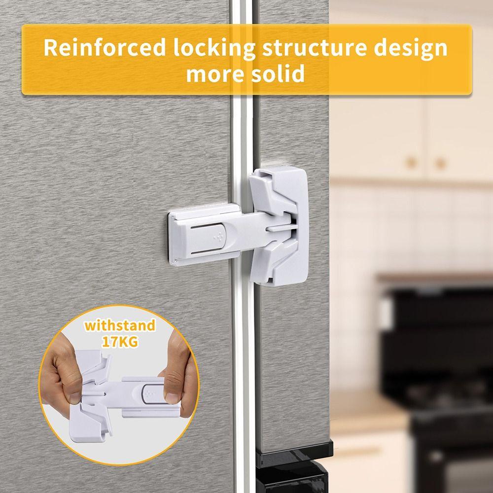 Trava de Segurança Anti-beliscão para Geladeira Autoadesiva em Ângulo Reto Fixação Forte Trava para Porta de Armário