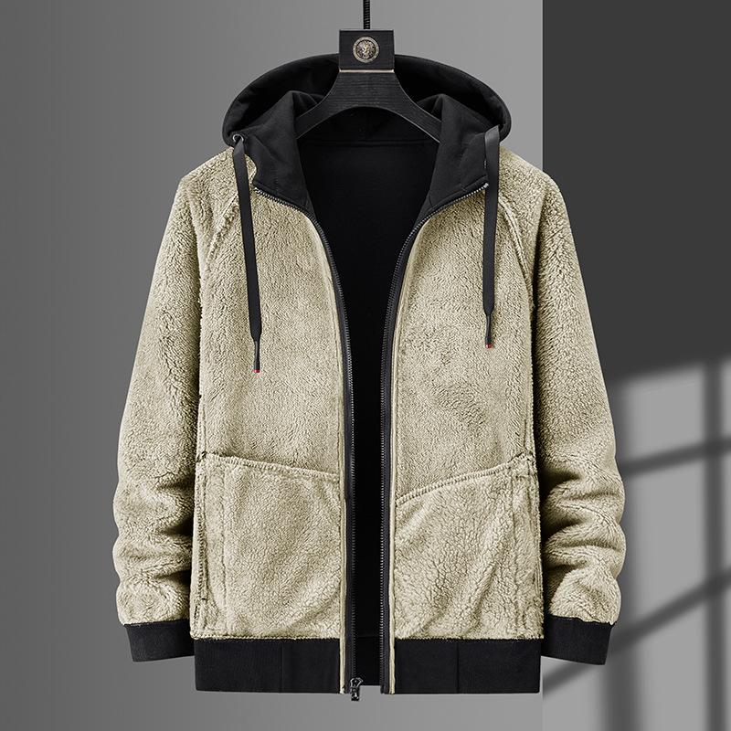 Winter Large Size Lamb Velvet Casual Men's Loose Warm Sweater Men's Cardigan Sweater Jacket