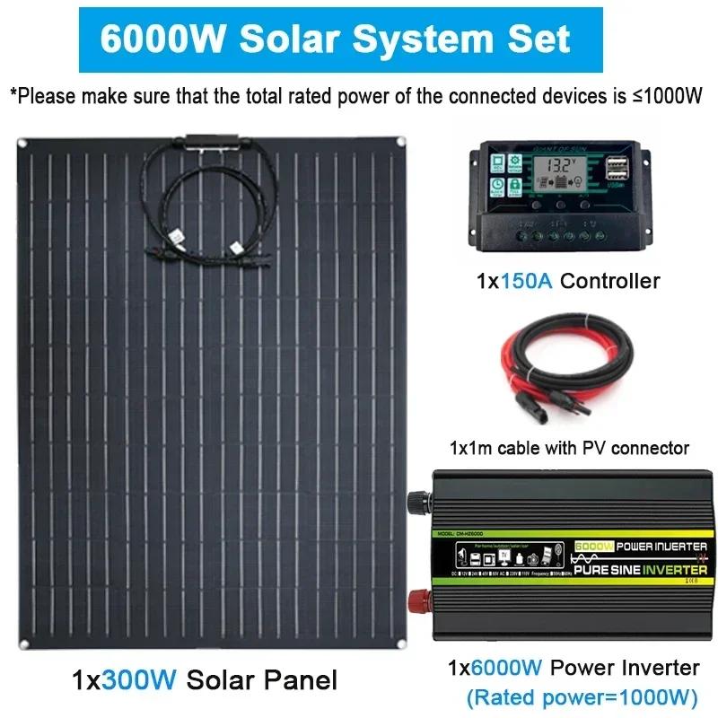 300W 600W Solar Panel Kit 18V Flexible Monocrystalline Solar Cell Power Charger for Outdoor Camping Yacht Motorhome Car RV Boat