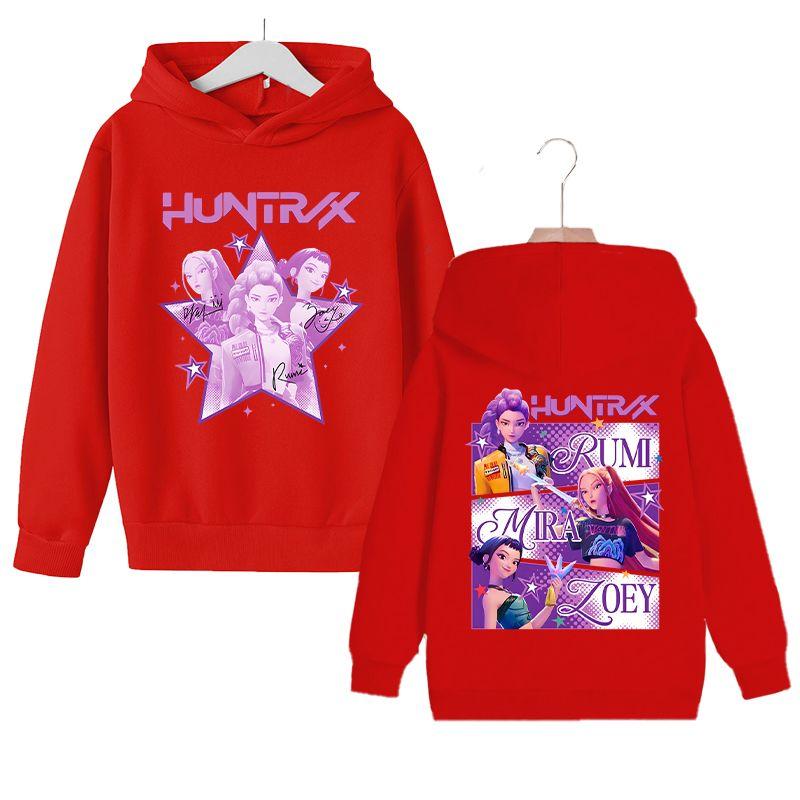 KPop Witch Hunter's Stylish Loose Hoodies for Boys and Girls, Autumn and Winter Children's Fleece Hoodies