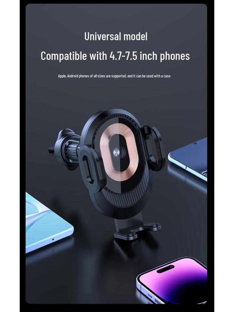 15W Car Wireless Charger & Phone Holder for Apple & Android with Three-Axis Linkage
