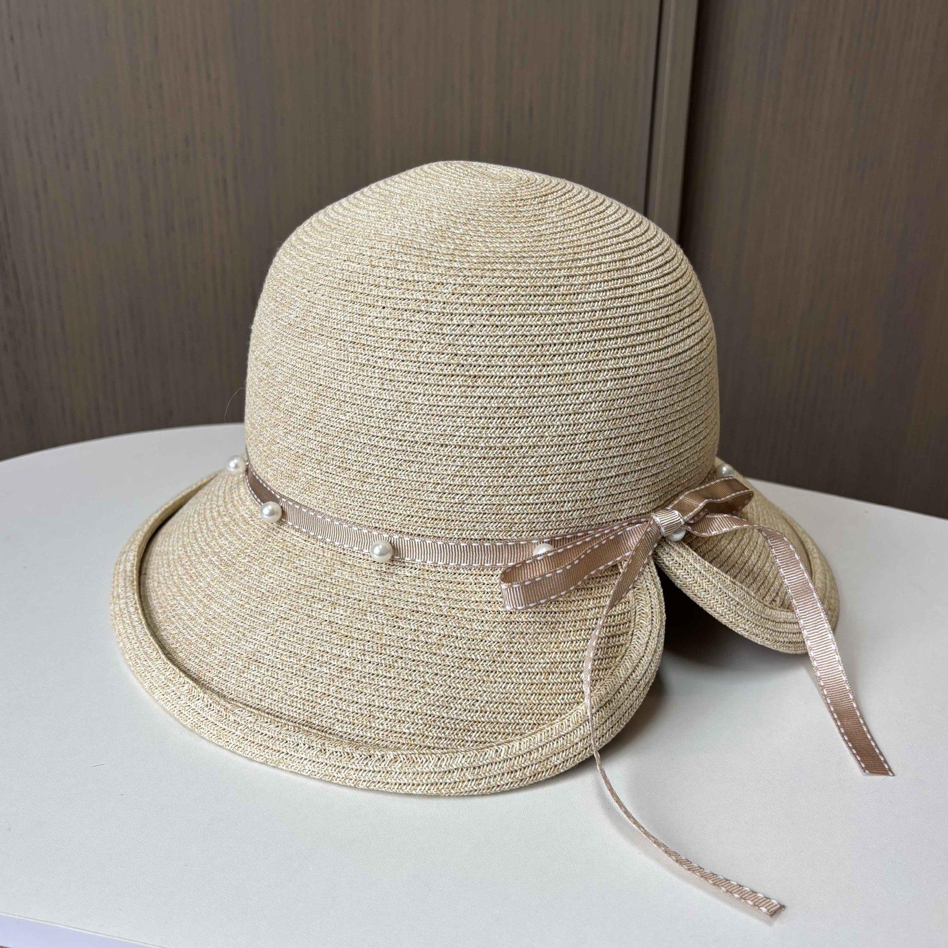 

Pearl Sunscreen Sun Hat Rear Split Elegant Sunshade Basin Hat Women s Summer Seaside Vacation Big Edge Beach Hat average size