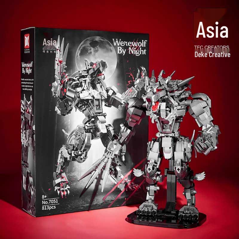 DeKe 7051 Midnight Werewolf Mecha Model: Advanced Building Block Set & Halloween Gift Toy Full Set