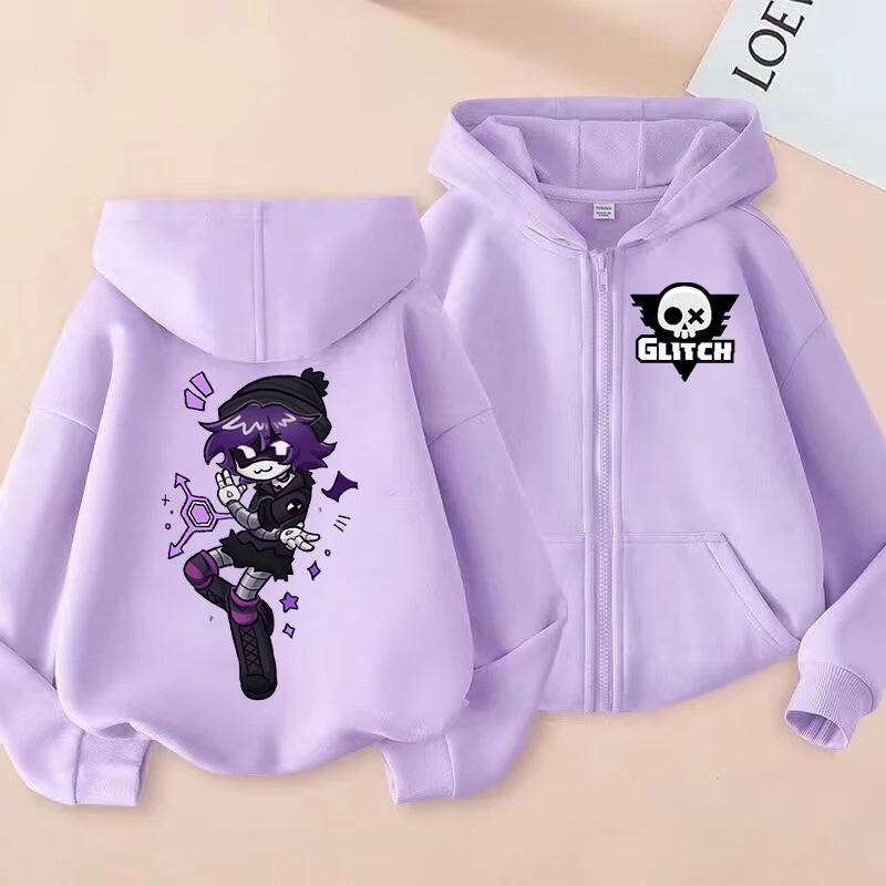 Murder Drones Zipper Hoodie Cartoon Girls Coat Fashion Zip Up Clothes Purple Autumn Jacket Kids Anime Hooded Sweatshirt Gift