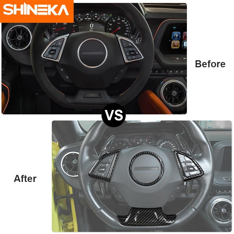 SHINEKA Interior Mouldings For Chevrolet Camaro 2017 Up Car Steering Wheel Decoration Cover Trim Sticker Accessories Car