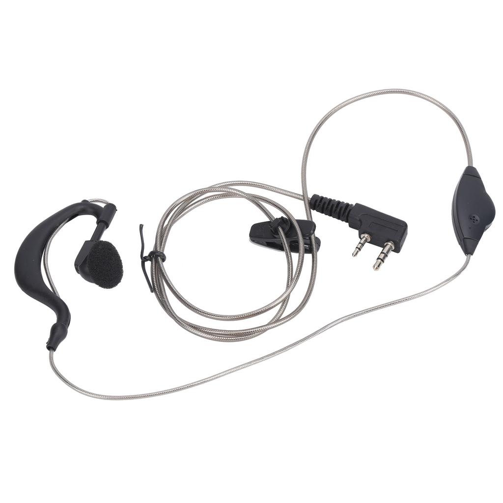 2 Way Radio Headset 2Pin Flexible Black Cable Headset with PTT Button G Shape for Kenwood KPG TH TK