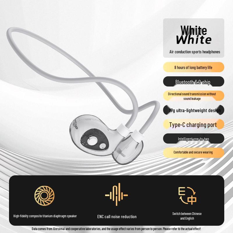 V6 Bone Conduction Wireless Bluetooth In-Ear Headphones - Open Ear Hook Style for Secure Fit During Sports Activities