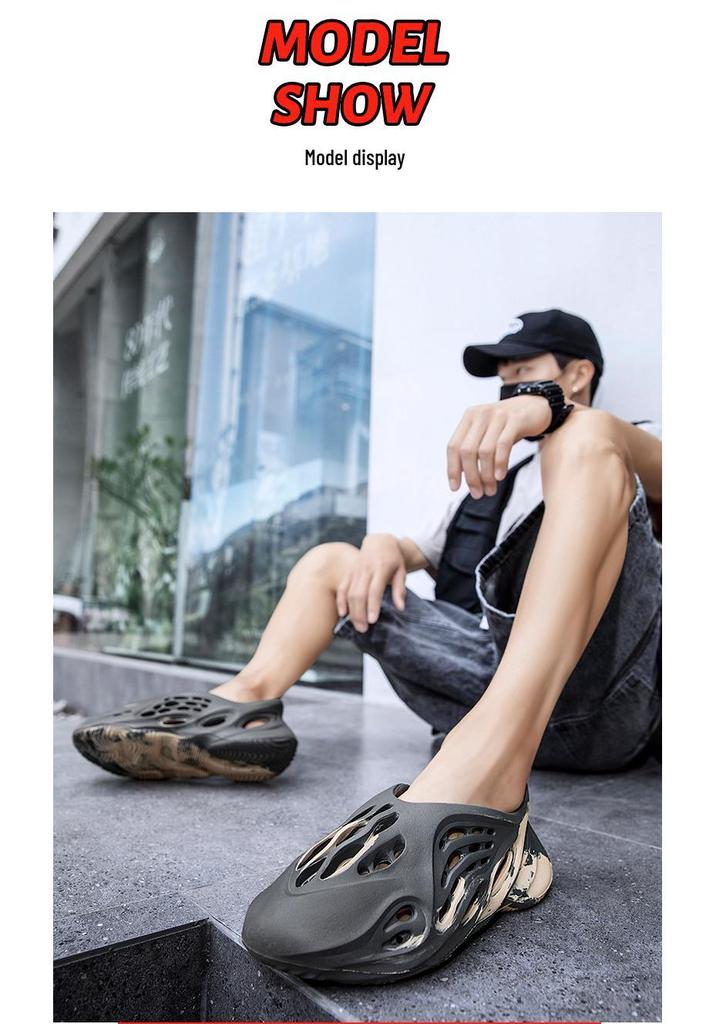 Cozy Camouflage Parent-Child Closed-Toe Beach Sandals for Spring/Summer - Unisex Casual Hollow Shoes