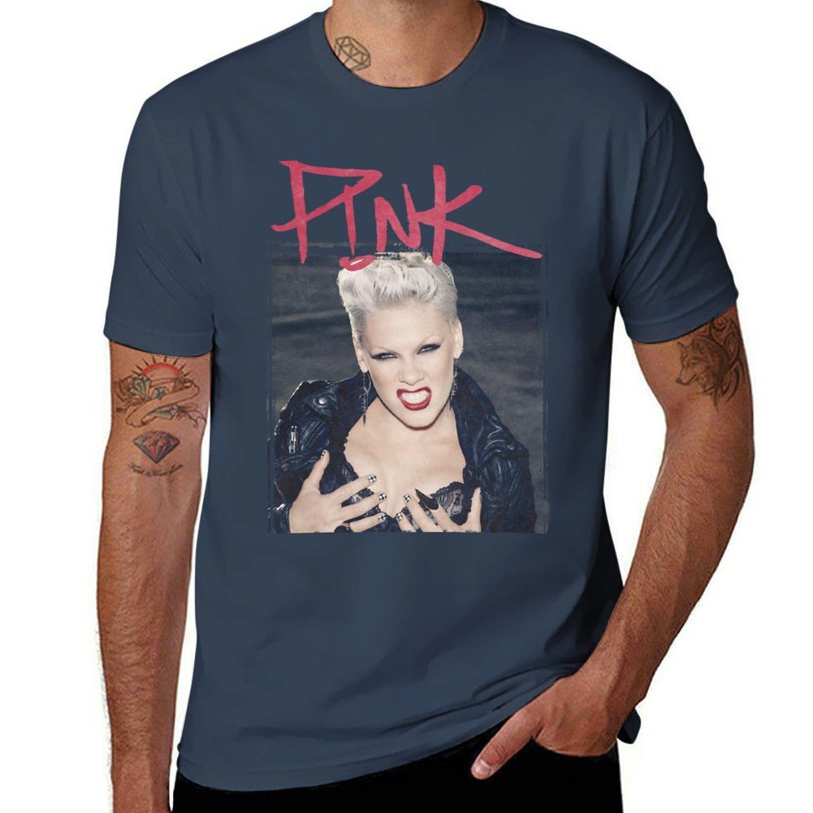 pink trauma tour music word pattern cute TShirt Casual All Match Short Sleeve TShirt S
