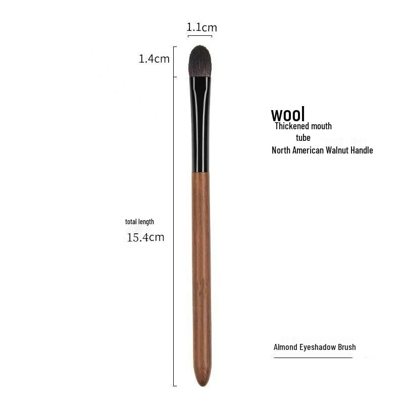 Three-Piece Portable Eyeshadow Brush Set: Base, Under-Eye, and Detail Brushes with Walnut Handles