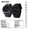 SANDA Men's Multifunctional Camouflage Sports Watch with Alarm, Pedometer, and Calorie Tracker.