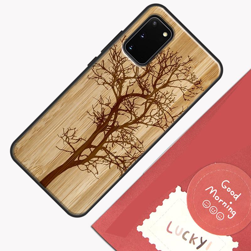Tree Flower Bamboo Wood Phone Case For Samsung Galaxy S25 S24 S20 S21 S22 S23 Ultra S9 S10 Plus S23 FE Cover Shell