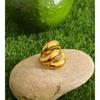 Yhpup Stylish Unique Smooth Stainless Steel Metal Layered Ring Tarnish Resistant Golden Personalized Jewelry PVD Plated