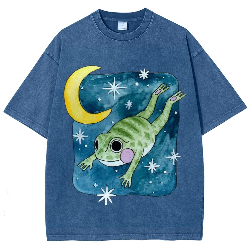 Übergroßes Y2K Style Top American Vintage Frosch Grafik Trend T-Shirt Für Frauen und Männer in Oberbekleidung Streetwear 100% Baumwolle