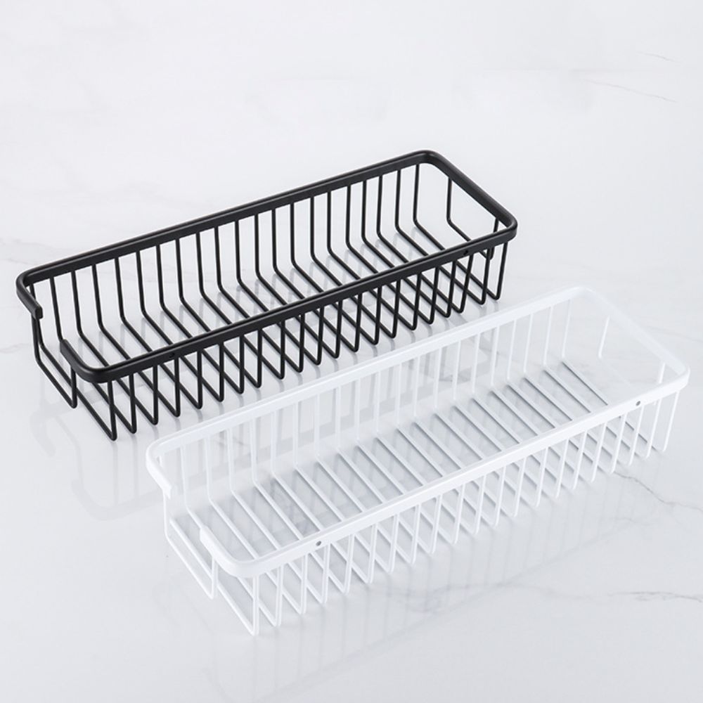 Wall Mounted Bathroom Storage Rack Black/White Kitchen Sponge Holder Cosmetics Storage Rack  Sink