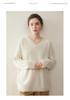 Women's V-Neck Cashmere Blend Pullover: Cozy Cable Knit Sweater for Autumn/Winter