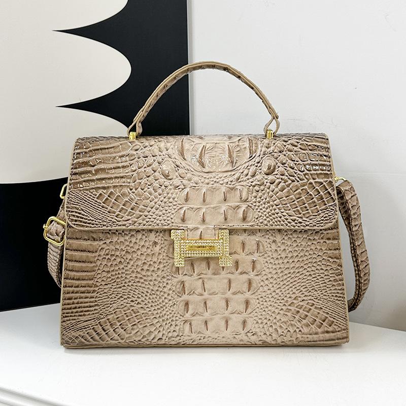 New Wind Crocodile Pattern Briefcase Bag Portable Shoulder Oblique Span Women's Bag