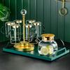 Naijiang 6-Piece Light Luxury Glass Cup Set with Gold Holder