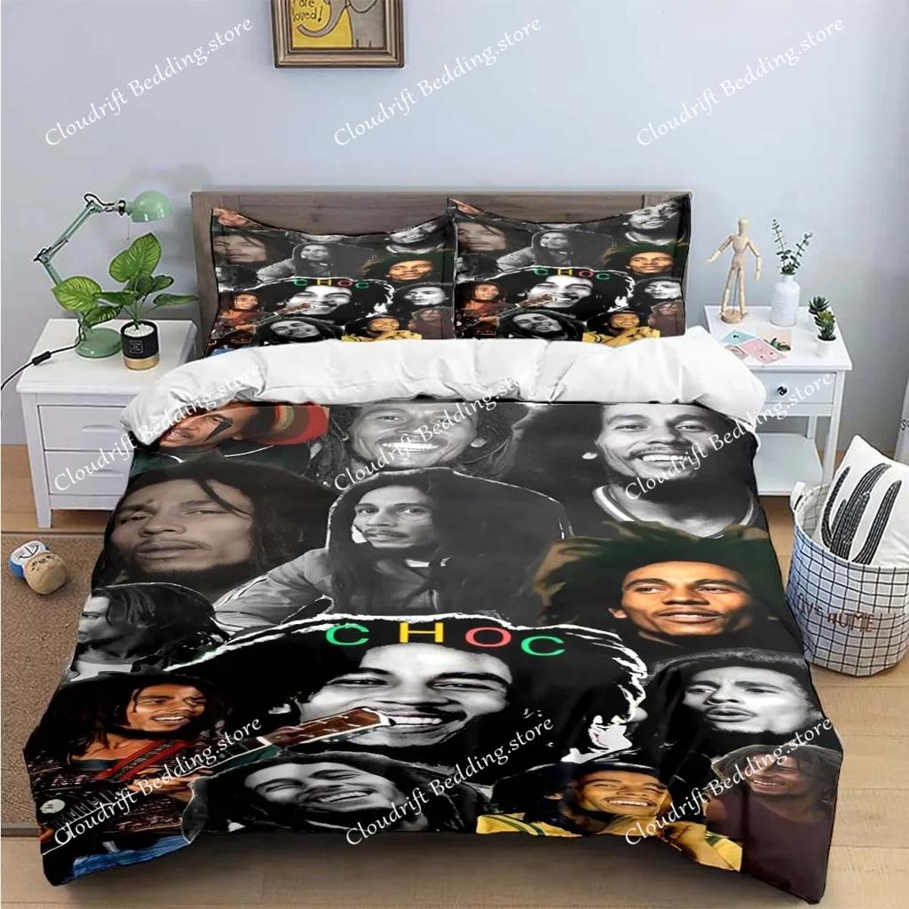 New Singer R-Reggae Bob Marley Pattern Bedding Sets Bed Supplies Set Duvet Cover Comforter Set Bedding Set Luxury Birthday Gift