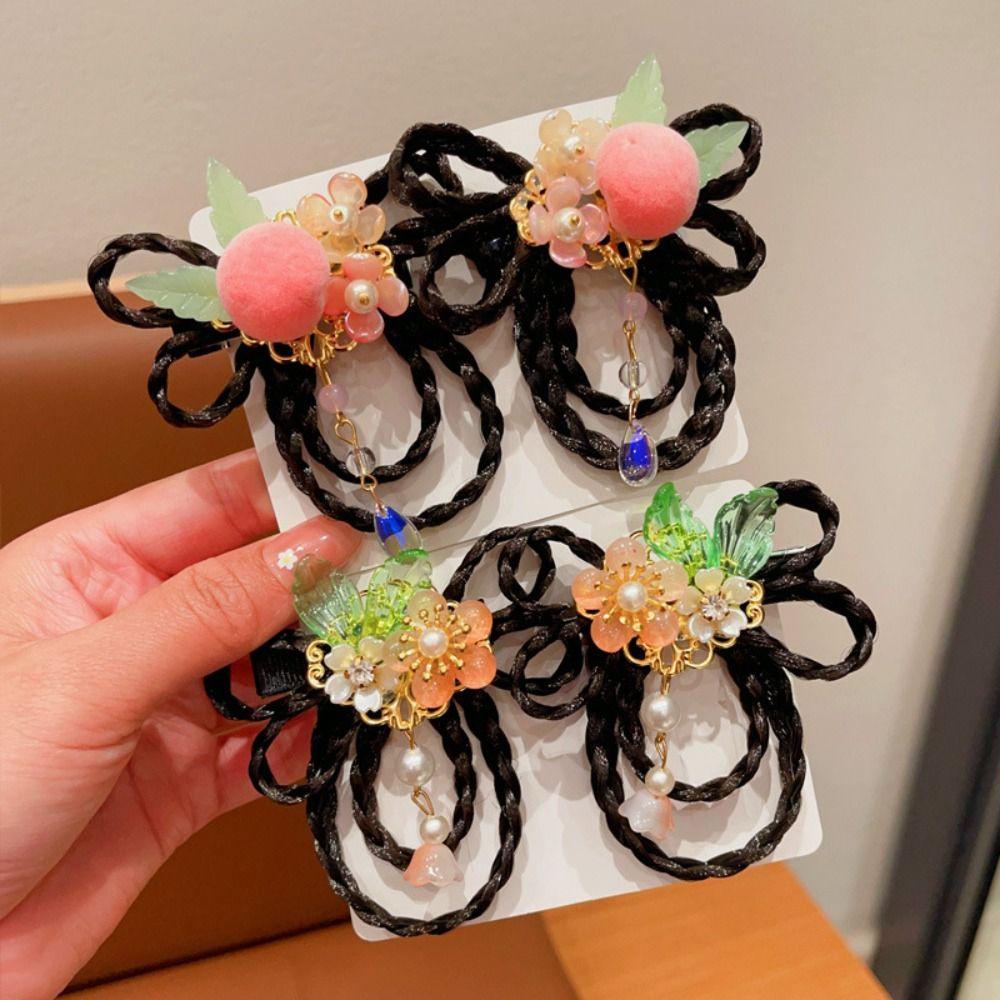 Red Children Wig Hairpin Tassels Hanfu Hair Sticks Cute Ancient Style Hairpin Children