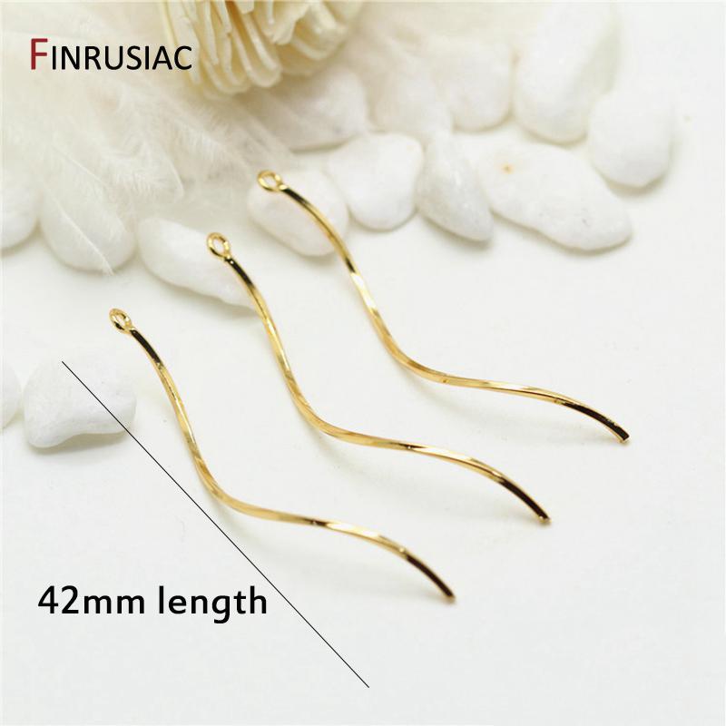 

DIY Earrings Making Supplies 14K Gold Plated Long Curved Wave Bar Pendants Finding DIY Jewelry Making Components Wholesale 4 pcs