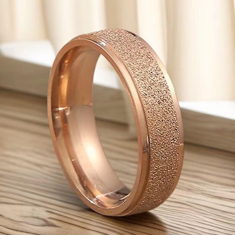 Women's Simple Fashion Frosted Titanium Steel Couple Ring
